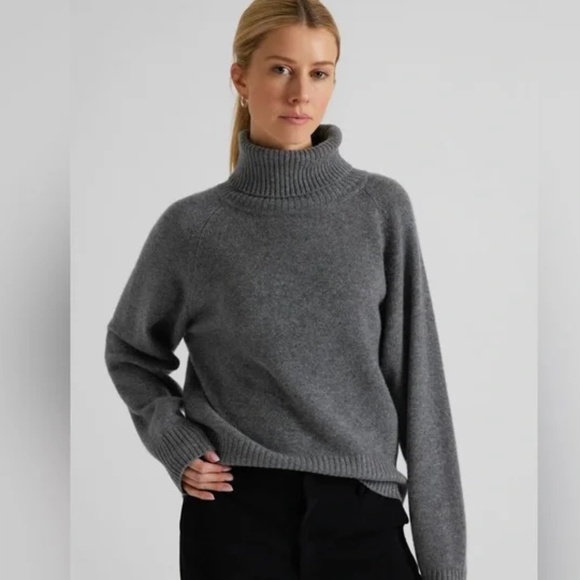 STEVEN ALAN Chunky Knit Cashmere Blend Oversized Turtleneck Sweater EUC/sz L - Picture 1 of 15